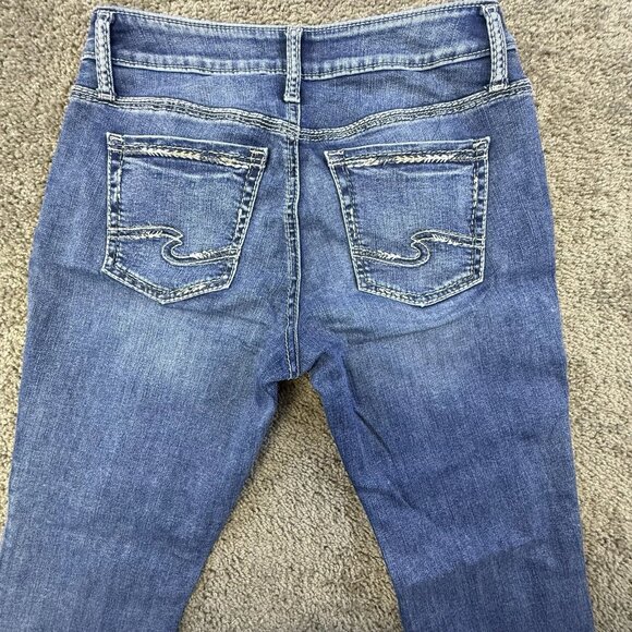 Silver boyfriend style blue slim-fit mid-rise comfortable stretch jeans - Picture 11 of 12